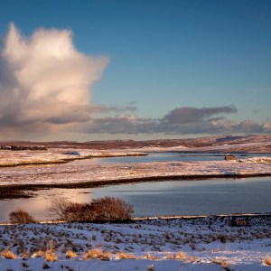 fluffy cloud reflection w black house