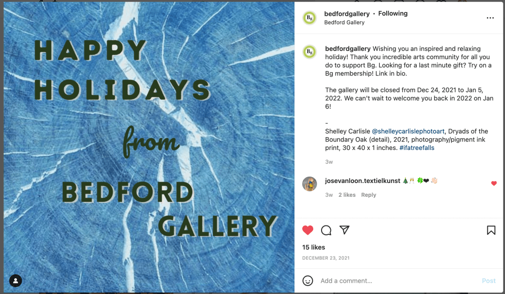 instagram promotion for my work Dryads of the boundary oak and If a tree falls exhibit at bedford gallery